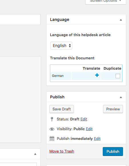 Create new Helpie article translation with WPML
